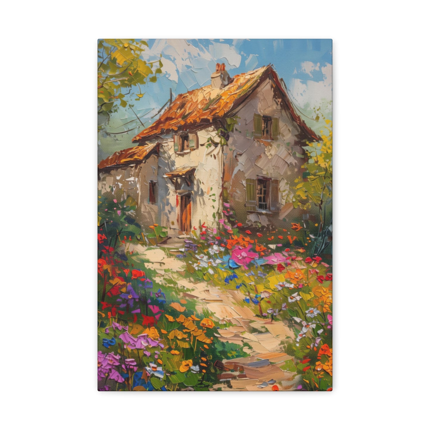 French country side whimsical old house Digital Oil Painting Print Canvas Gallery Wraps