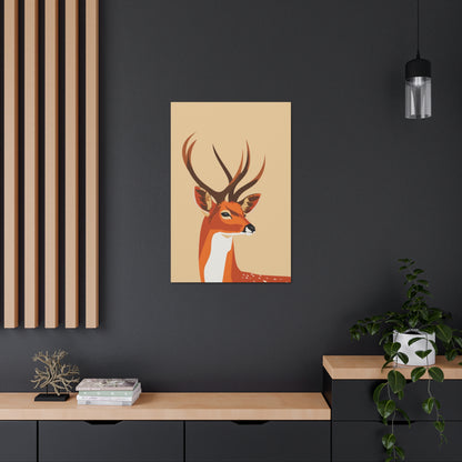 Deer with Antlers Digital Illustration Canvas Gallery Wraps