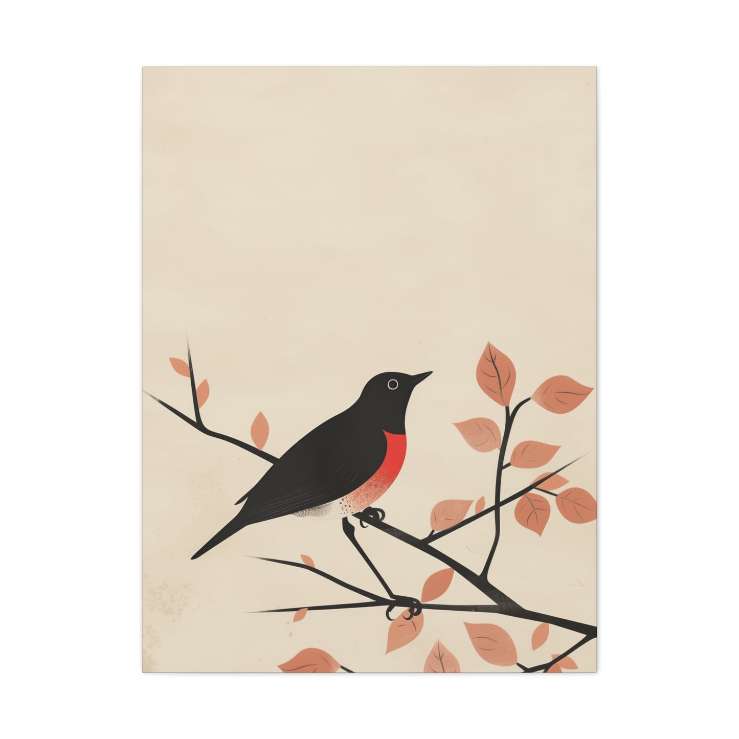 Bird siting on a tree branch Digital Illustration Canvas Gallery Wraps