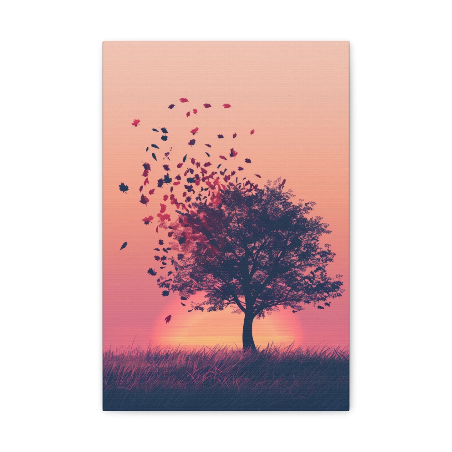 Tree in a Golden Sunset Digital Illustration Canvas Gallery Wraps