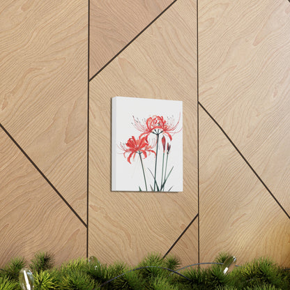 Red Spider Lily Flower Digital Illustration Canvas Gallery Wraps