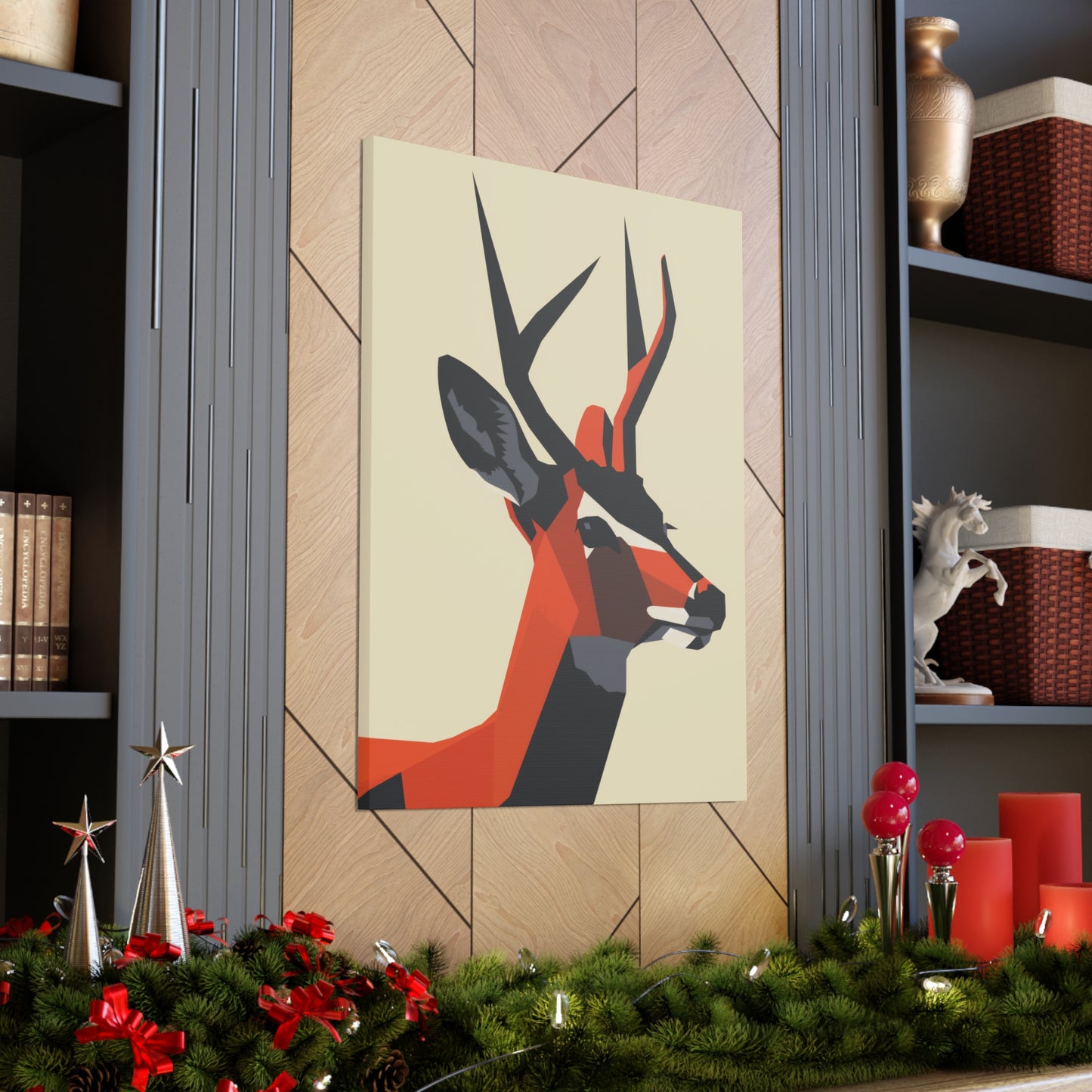 Reindeer with antlers Digital Illustration Canvas Gallery Wraps