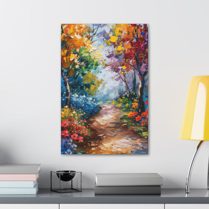 Road Through Autumn Flower Forest - Leonid Afremov Oil Painting Canvas Gallery Wraps