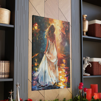 Beautiful Bride in Street - Leonid Afremov Style Digital Print Canvas Gallery Wraps