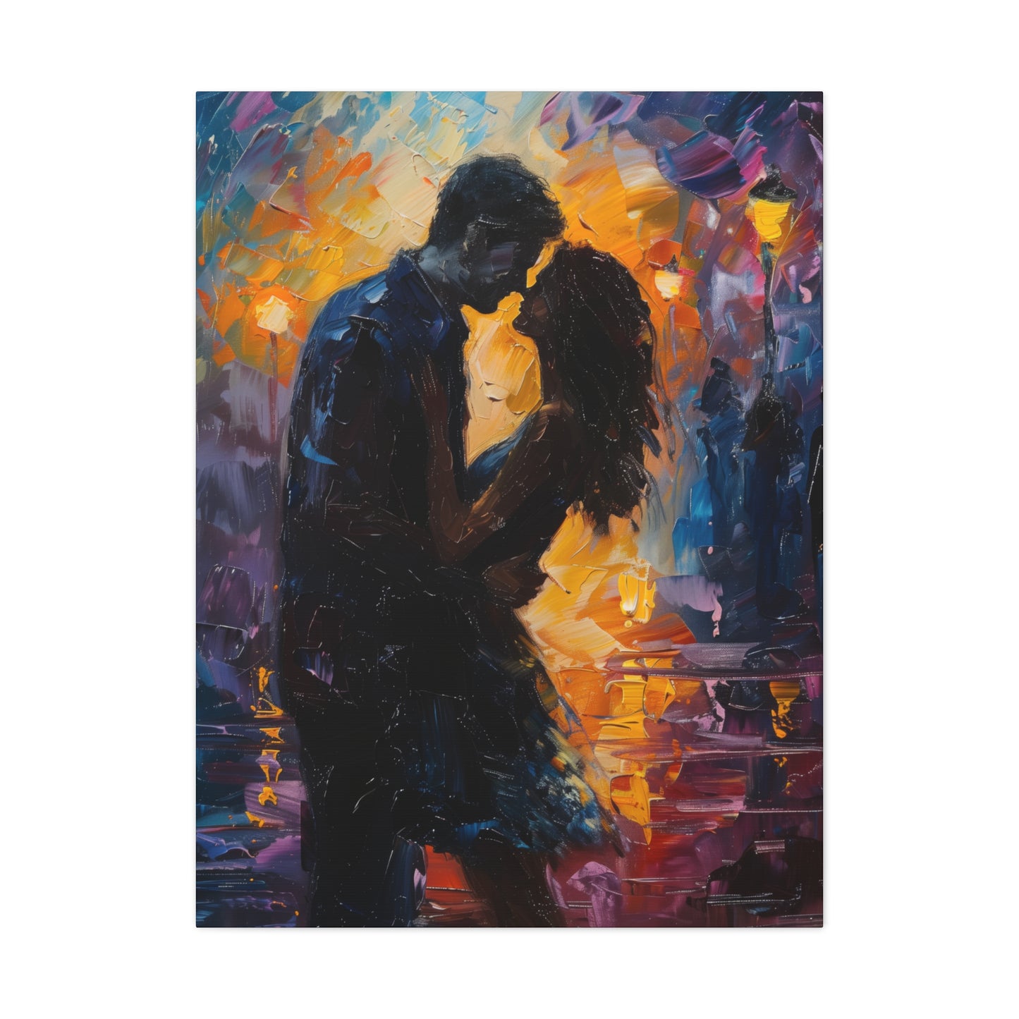 Couple - Leonid Afremov Style Digital Oil Painting Canvas Gallery Wraps