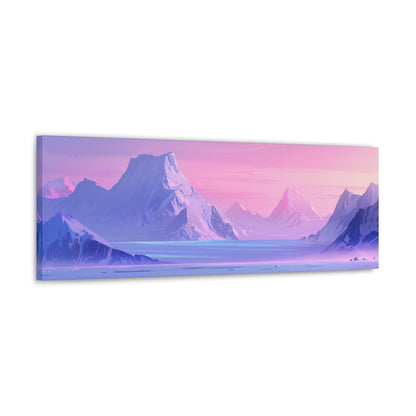 Antarctic Evening Landscape - Digital Illustration Panorama Canvas Gallery Wraps