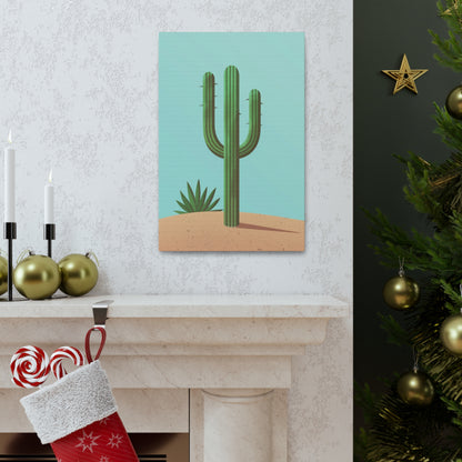 Saguaro Cactus in Desert - Illustration Canvas Gallery Wraps