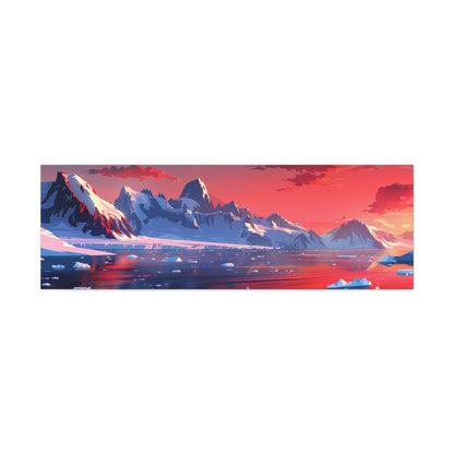 Sunset in Antarctica - Landscape Illustration Panorama Canvas Gallery Wraps