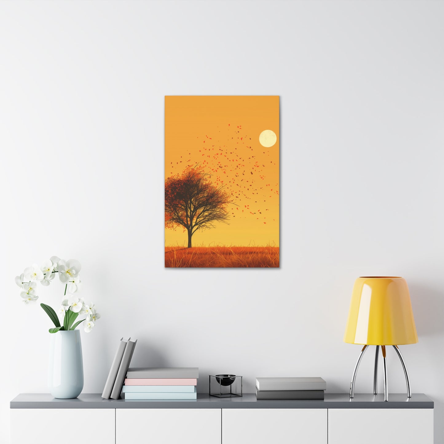 Tree in a Golden Sunset Digital Illustration Canvas Gallery Wraps