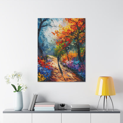 Person Running Through Autumn Forest - Leonid Afremov Oil Painting Canvas Gallery Wraps