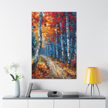 road through autumn forest - Leonid Afremov Style Digital Print Canvas Gallery Wraps