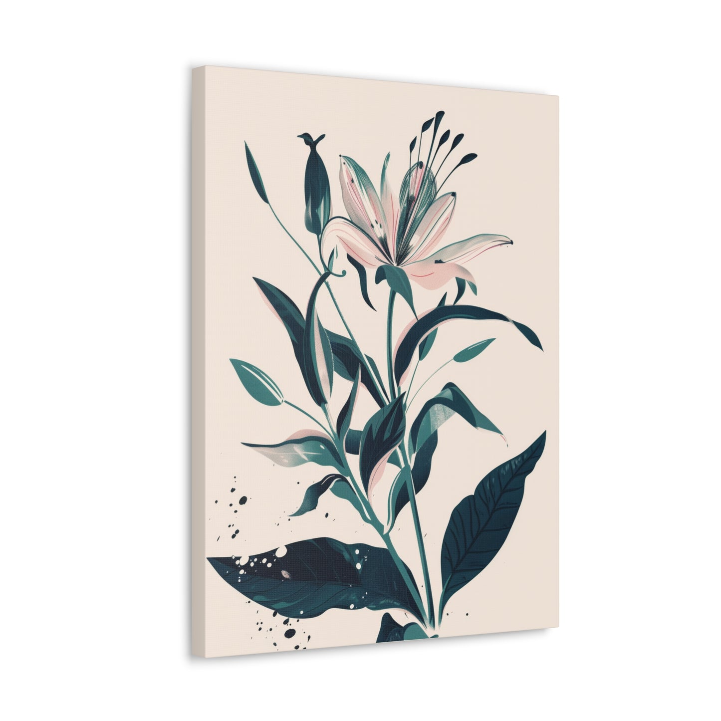 Lily Plant with Flowers - Illustration Canvas Gallery Wraps