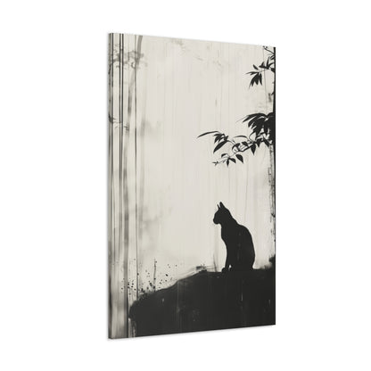 Black Cat Digital Illustration Canvas Gallery Wraps