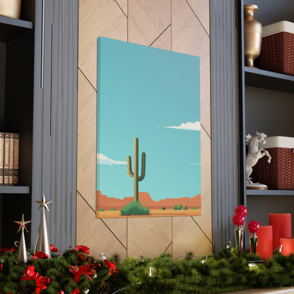 Saguaro Cactus in Desert - Illustration Canvas Gallery Wraps