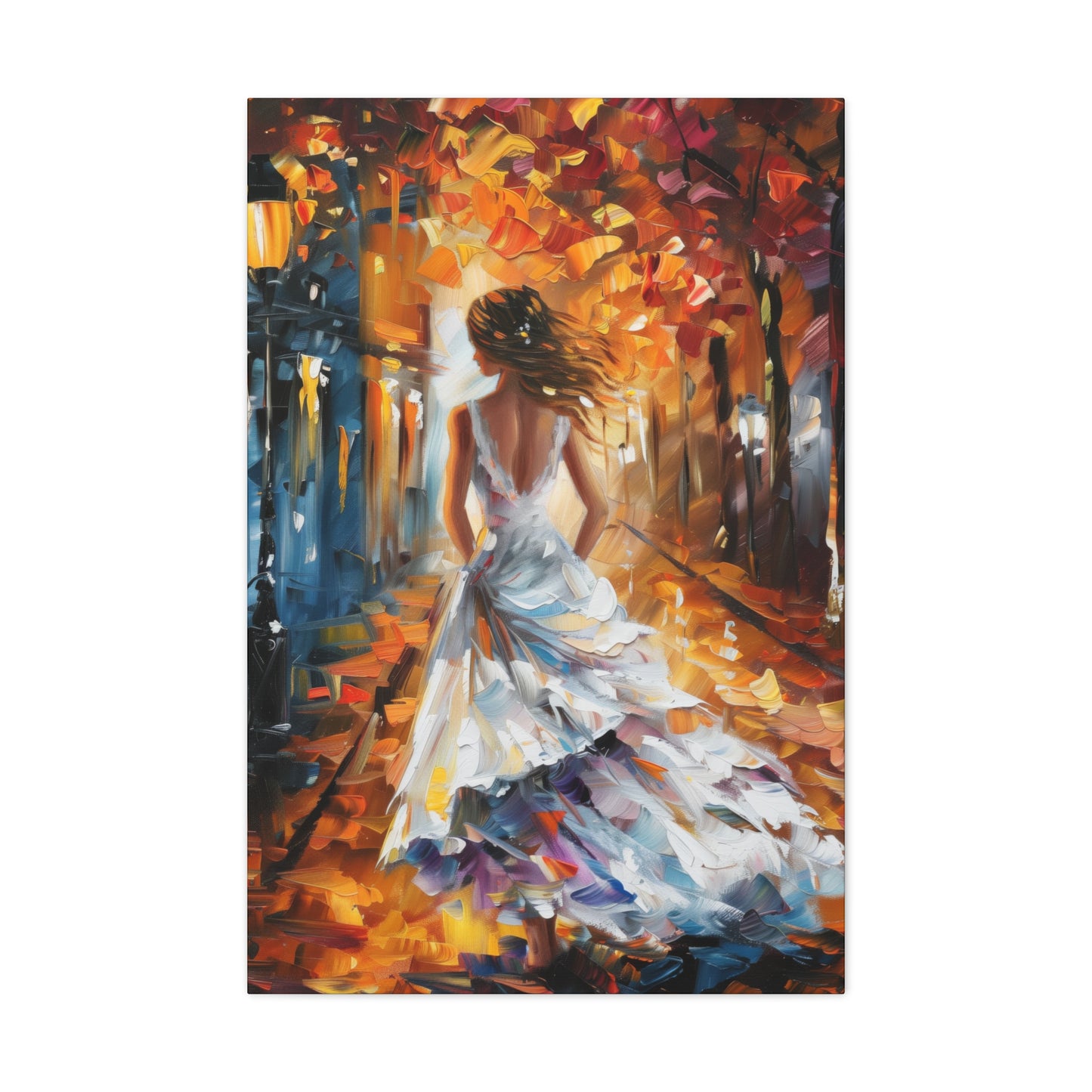 bride walking in street - Leonid Afremov Style Digital Print Canvas Gallery Wraps