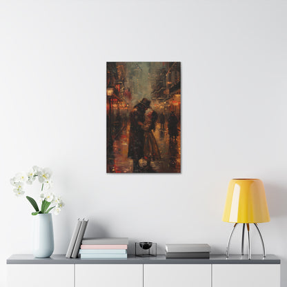 Father and Daughter Dancing on the Street - Rembrandt Style Digital Oil Painting Canvas Gallery Wraps