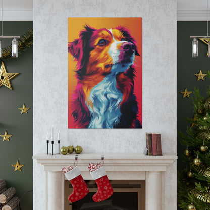 Border Collie Dog - Abstract Illustration Canvas Gallery Wraps