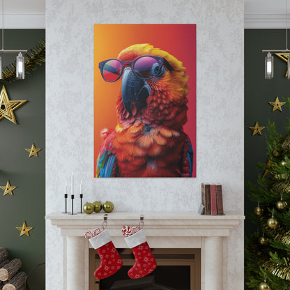 Parrot Wearing Sunglasses - Illustration Canvas Gallery Wraps