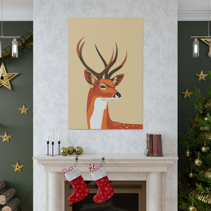 Deer with Antlers Digital Illustration Canvas Gallery Wraps