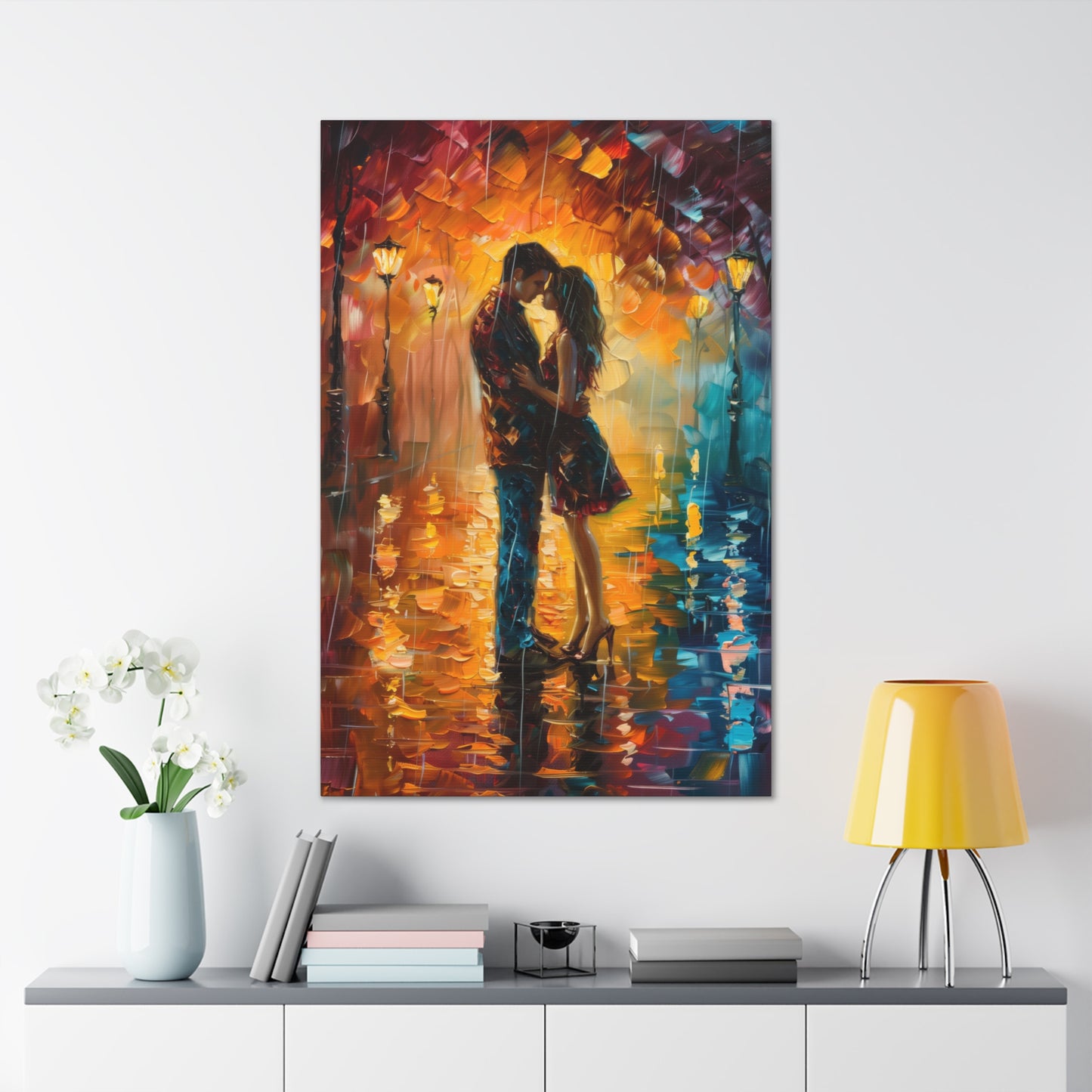 Couple - Leonid Afremov Style Digital Oil Painting Canvas Gallery Wraps