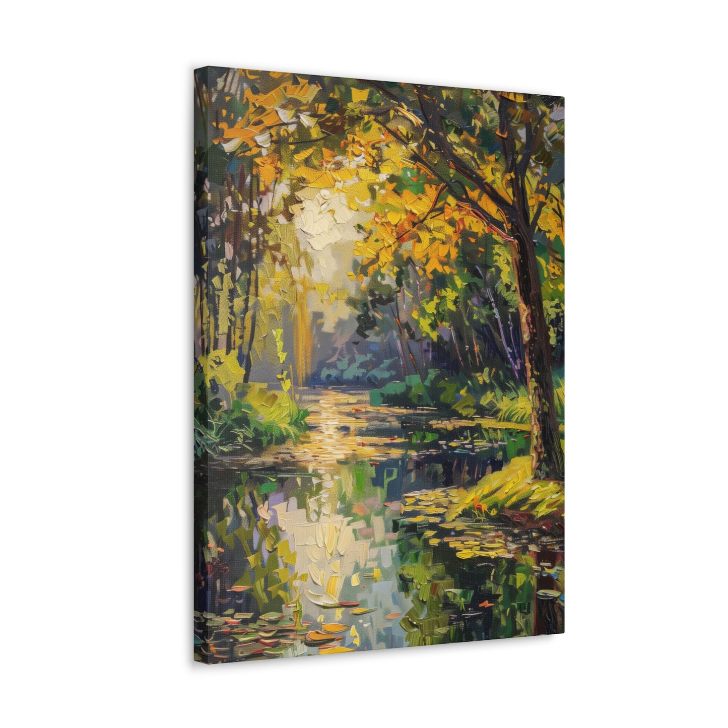 River in a Forest - Claude Monet Style Digital Print Canvas Gallery Wraps