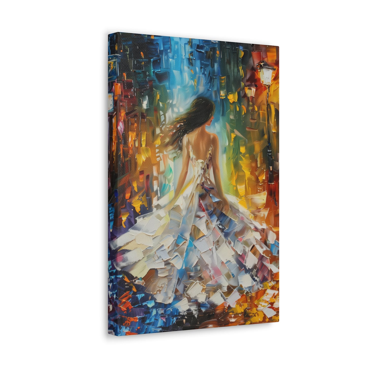 Bride walking in the streets - Leonid Afremov Style Digital Print Canvas Gallery Wraps