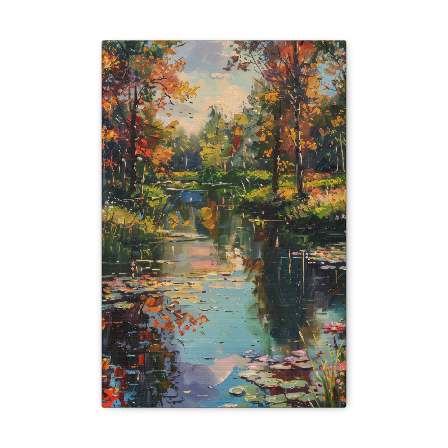 Lake in a Forest - Claude Monet Style Digital Print Canvas Gallery Wraps