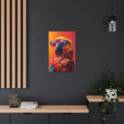 Parrot Wearing Sunglasses - Illustration Canvas Gallery Wraps