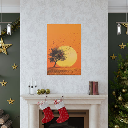 Tree in a Golden Sunset Digital Illustration Canvas Gallery Wraps