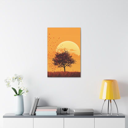 Tree in a Golden Sunset Digital Illustration Canvas Gallery Wraps