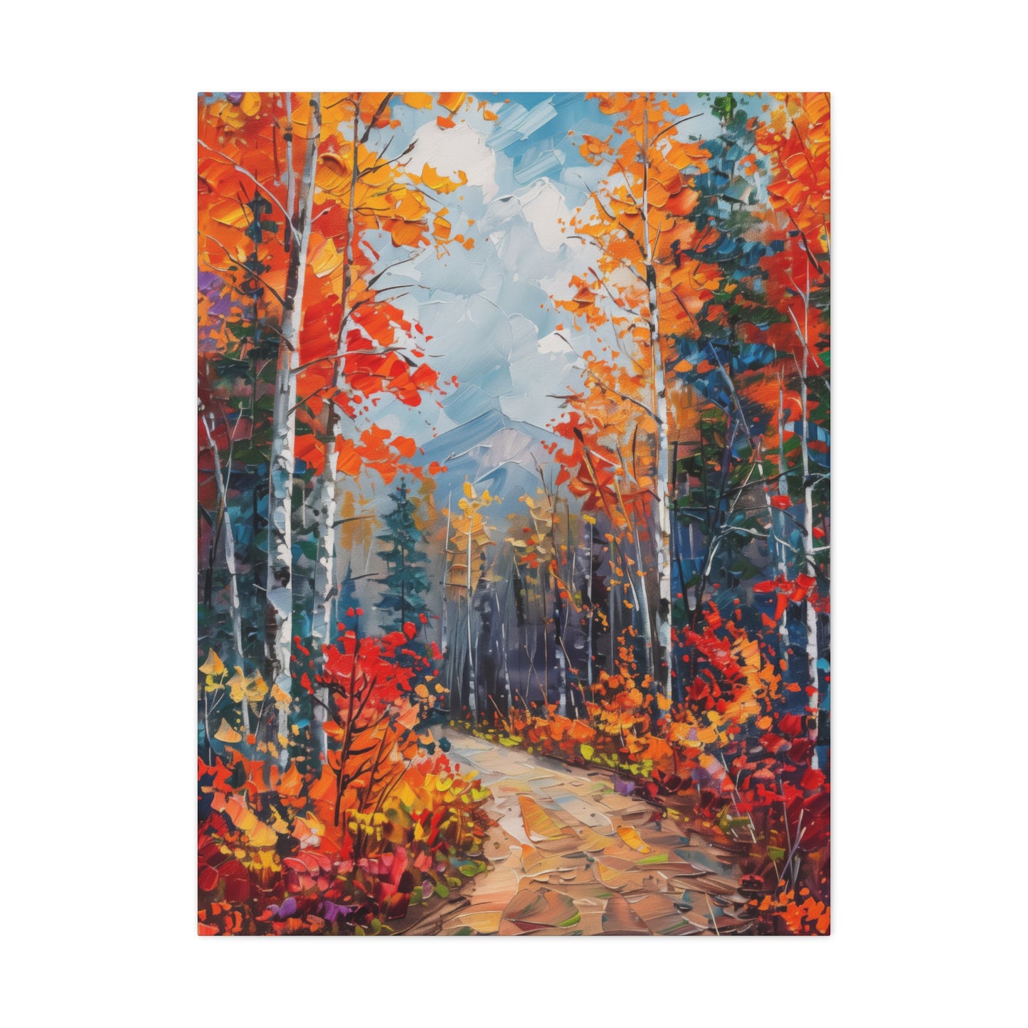 road through autumn forest - Leonid Afremov Style Digital Print Canvas Gallery Wraps