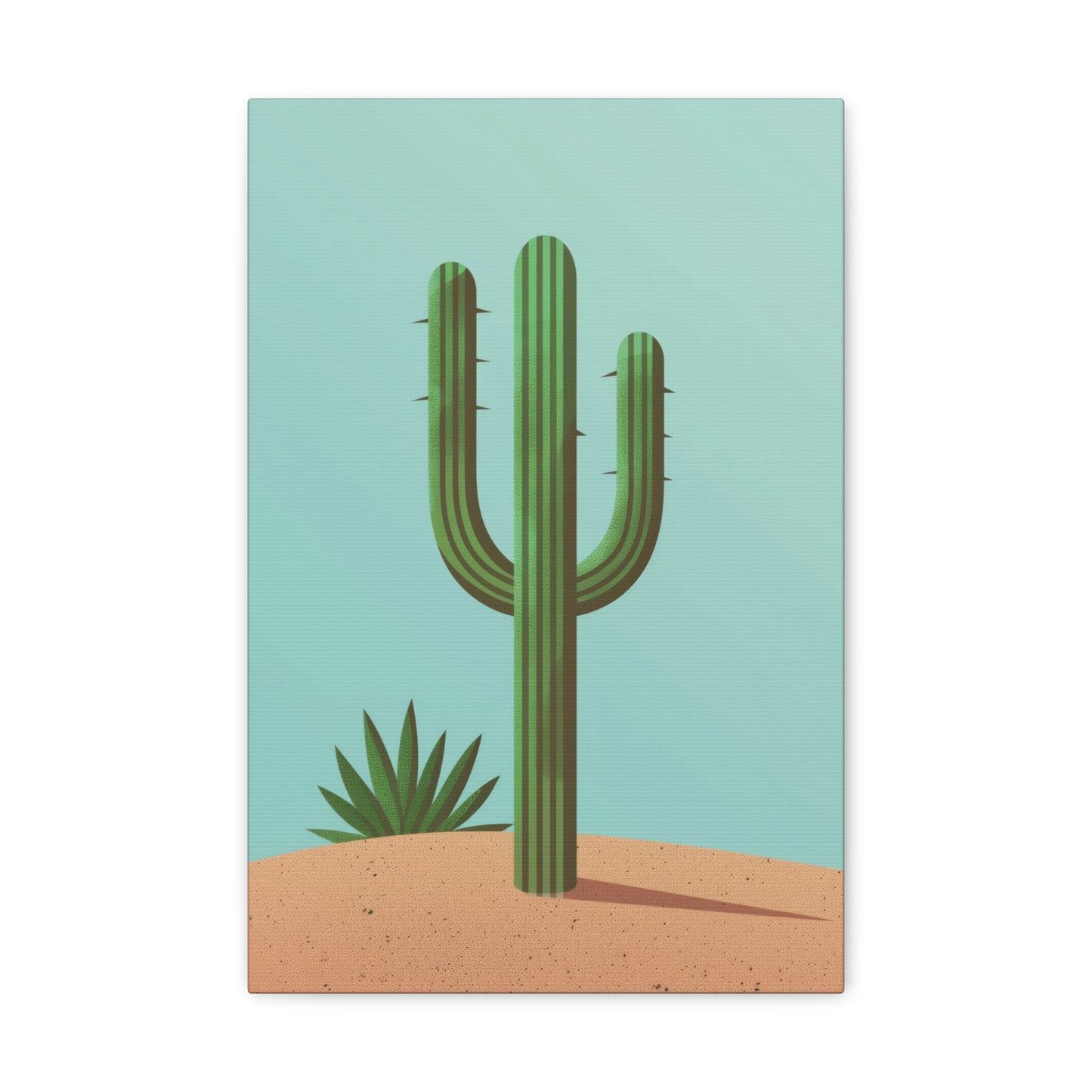 Saguaro Cactus in Desert - Illustration Canvas Gallery Wraps