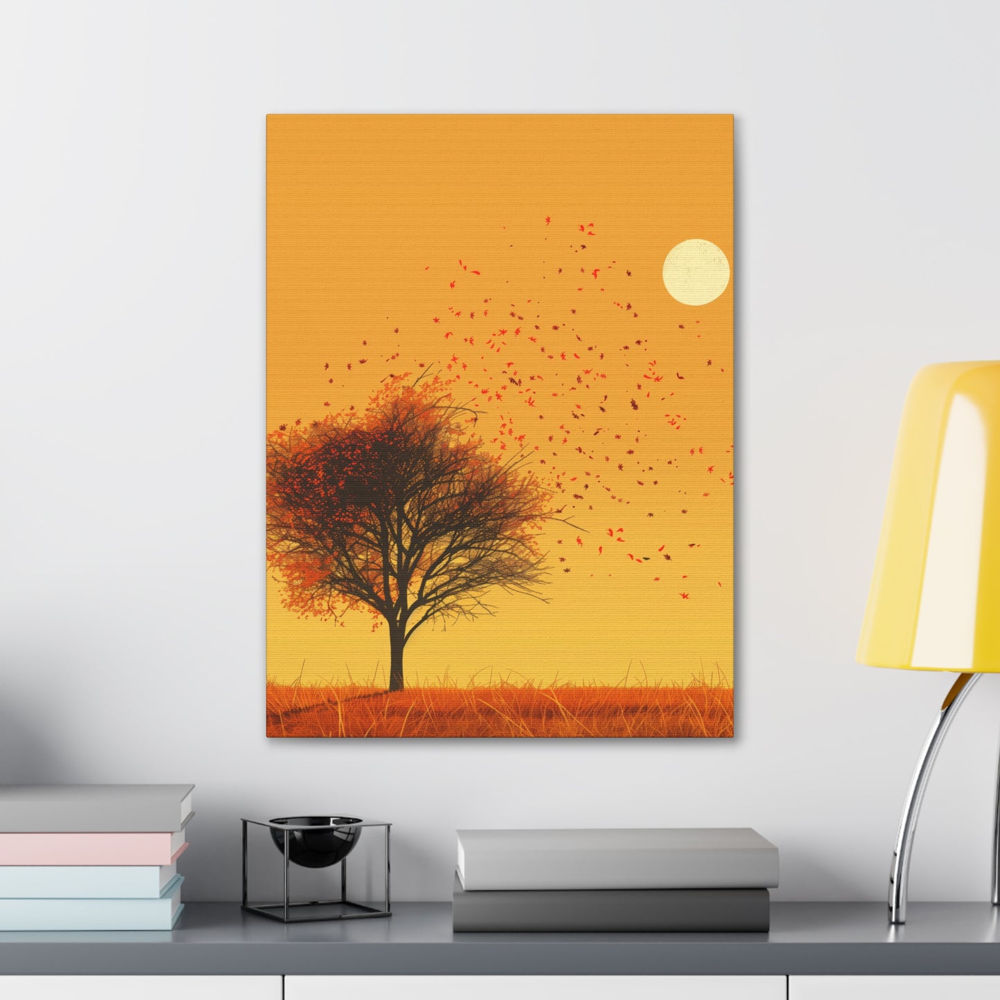 Tree in a Golden Sunset Digital Illustration Canvas Gallery Wraps