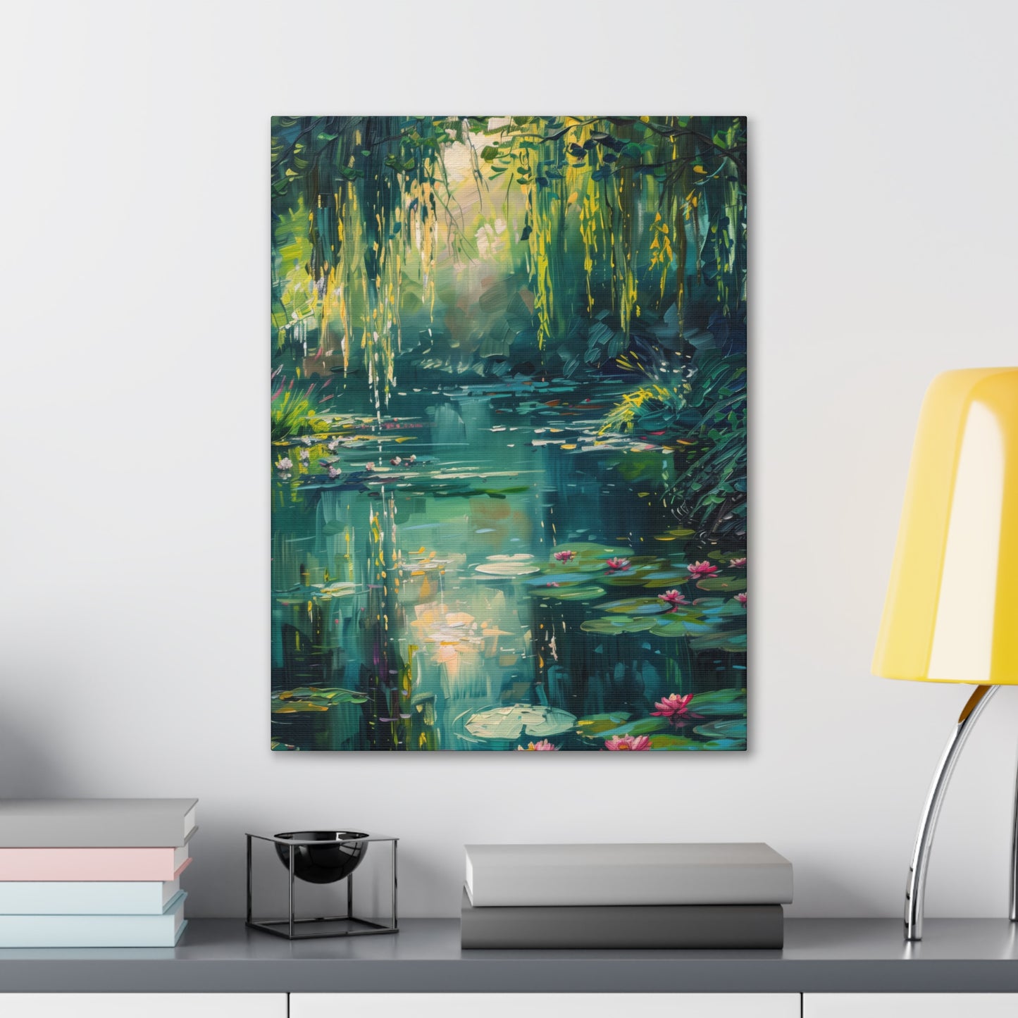 Pond in a Forest - Claude Monet Style Digital Print Canvas Gallery Wraps