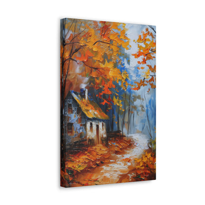 Old House Near the Road Through Autumn Forest - Leonid Afremov Oil Painting Canvas Gallery Wraps