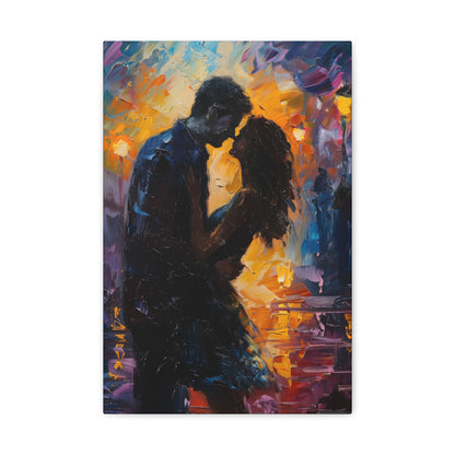 Couple - Leonid Afremov Style Digital Oil Painting Canvas Gallery Wraps