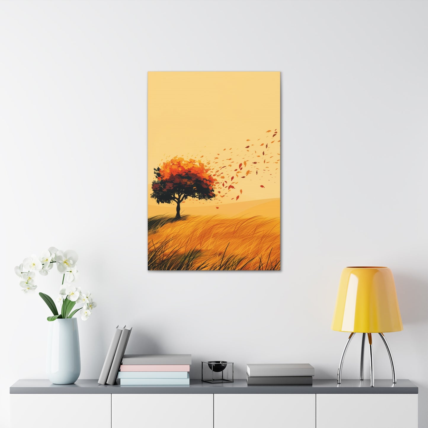 Tree in a Golden Sunset Digital Illustration Canvas Gallery Wraps