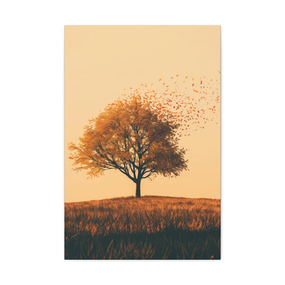 Tree in a Golden Sunset Digital Illustration Canvas Gallery Wraps