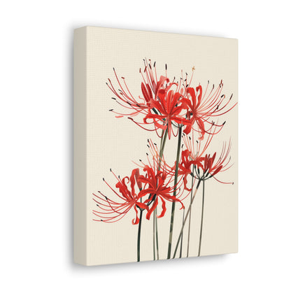 Red Spider Lily Flower Digital Illustration Canvas Gallery Wraps