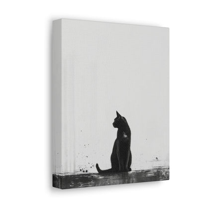 Black Cat Digital Illustration Canvas Gallery Wraps