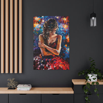 Girl with red dress - Leonid Afremov Style Digital Print Canvas Gallery Wraps