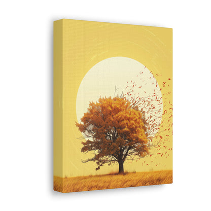 Tree in a Golden Sunset Digital Illustration Canvas Gallery Wraps