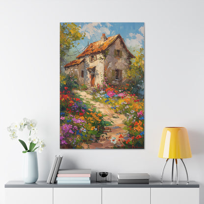 French country side whimsical old house Digital Oil Painting Print Canvas Gallery Wraps