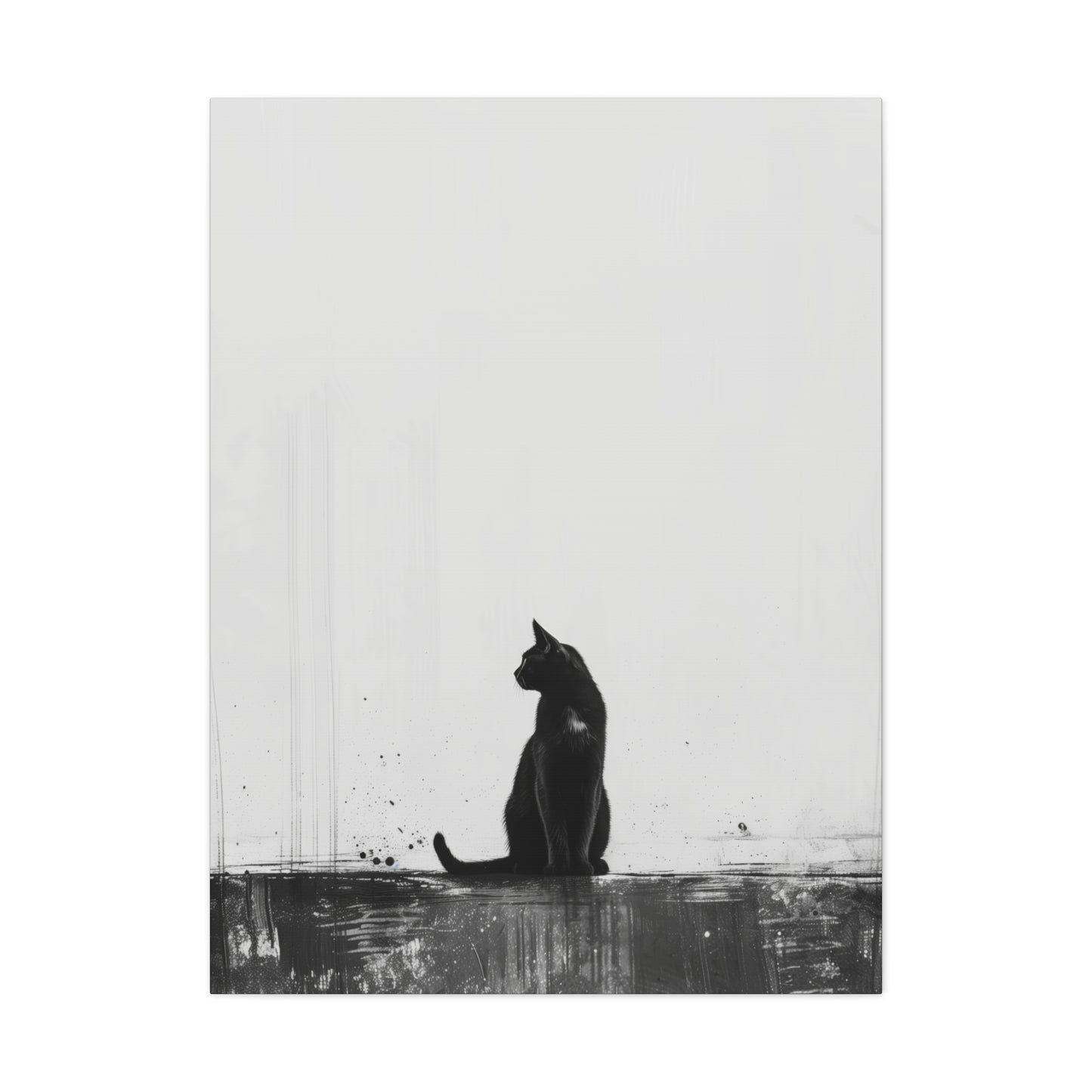 Black Cat Digital Illustration Canvas Gallery Wraps