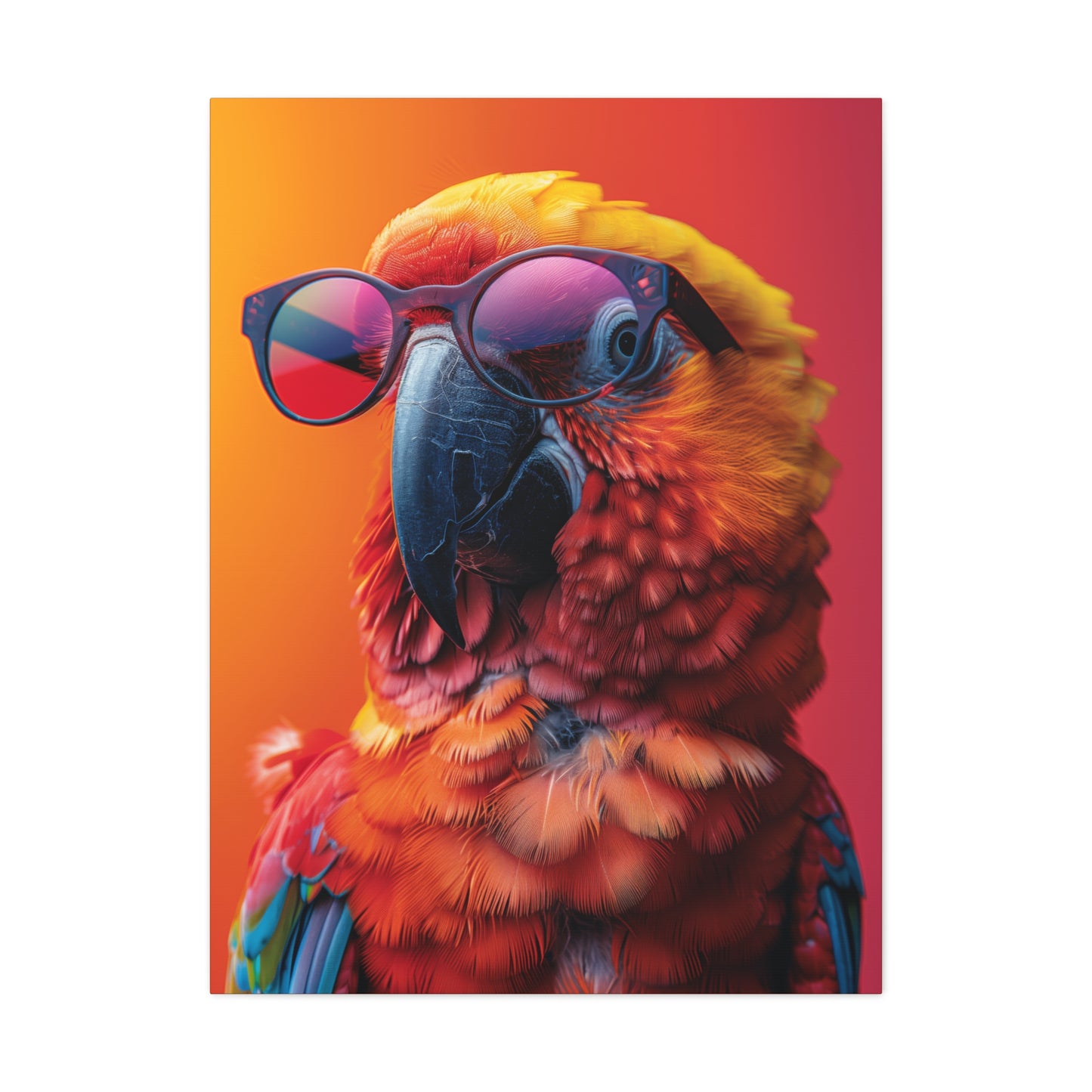 Parrot Wearing Sunglasses - Illustration Canvas Gallery Wraps