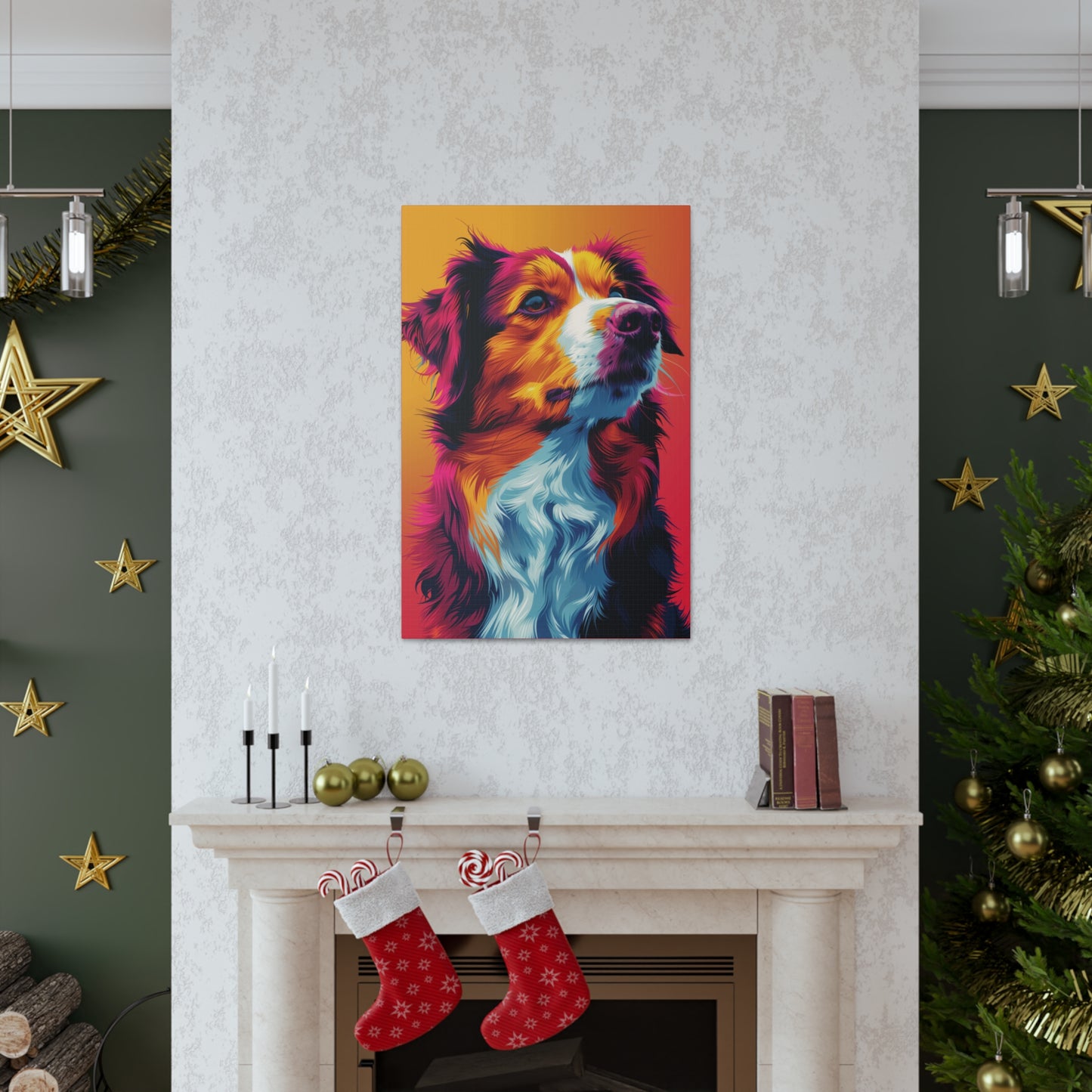 Border Collie Dog - Abstract Illustration Canvas Gallery Wraps