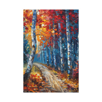 road through autumn forest - Leonid Afremov Style Digital Print Canvas Gallery Wraps