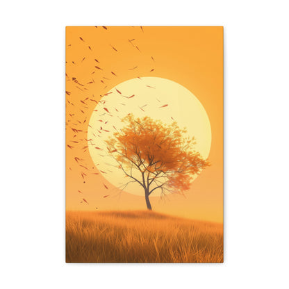 Tree in a Golden Sunset Digital Illustration Canvas Gallery Wraps