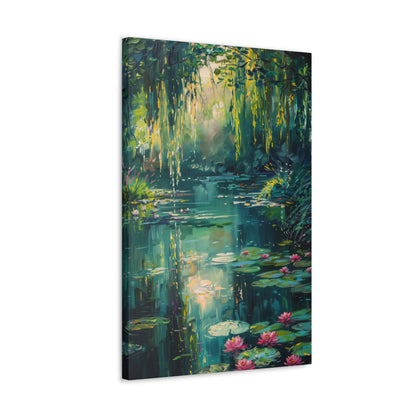 Pond in a Forest - Claude Monet Style Digital Print Canvas Gallery Wraps