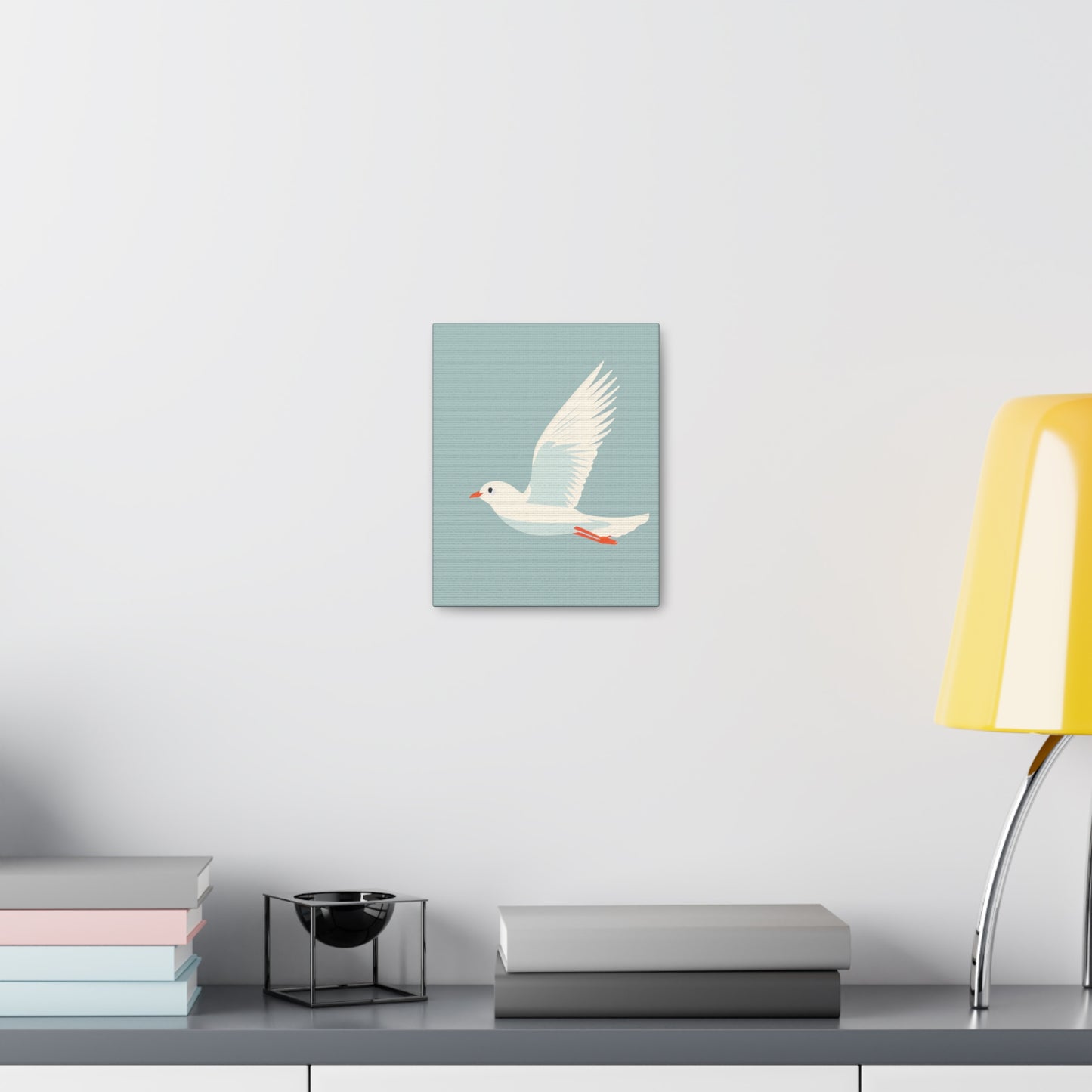 White Dove Flying Digital Illustration Canvas Gallery Wraps